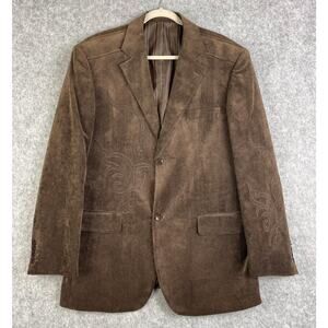 Inserch Velvet Blazer Jacket Mens Medium Brown Embroidered 2 Button Artsy